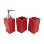Ficha técnica e caractérísticas do produto Kit Banheiro 3 Peças Cerâmica - Vermelho