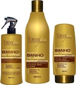 Ficha técnica e caractérísticas do produto Kit Banho de Verniz Forever Liss Shampoo 500ml, Queratina 300ml e Leave-in 150g