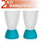 Ficha técnica e caractérísticas do produto Kit 2 Banquetas Argo Assento Cristal Base Color Azul
