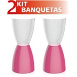 Ficha técnica e caractérísticas do produto Kit 2 Banquetas Bery Assento Cristal Base Color Rosa