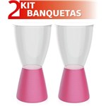 Ficha técnica e caractérísticas do produto Kit 2 Banquetas Carbo Assento Cristal Base Color Rosa