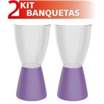 Ficha técnica e caractérísticas do produto Kit 2 Banquetas Carbo Assento Cristal Base Color Roxo