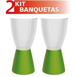 Ficha técnica e caractérísticas do produto Kit 2 Banquetas Carbo Assento Cristal Base Color Verde