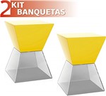 Ficha técnica e caractérísticas do produto Kit 2 Banquetas Nitro Assento Color Base Cristal Amarelo