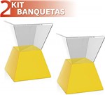 Ficha técnica e caractérísticas do produto Kit 2 Banquetas Nitro Assento Cristal Base Color Amarelo