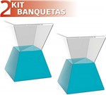 Ficha técnica e caractérísticas do produto Kit 2 Banquetas Nitro Assento Cristal Base Color Azul