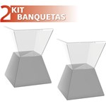 Ficha técnica e caractérísticas do produto Kit 2 Banquetas Nitro Assento Cristal Base Color Cinza