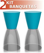 Ficha técnica e caractérísticas do produto Kit 2 Banquetas Nobe Assento Color Base Cristal Azul