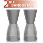 Ficha técnica e caractérísticas do produto Kit 2 Banquetas Nobe Assento Color Base Cristal Cinza