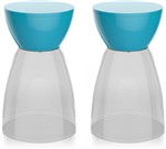 Ficha técnica e caractérísticas do produto Kit 2 Banquetas Rad Assento Cristal Base Color Azul - Im In
