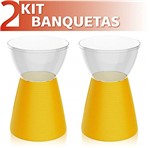 Ficha técnica e caractérísticas do produto Kit 2 Banquetas Sili Assento Cristal Base Color Amarelo