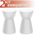 Ficha técnica e caractérísticas do produto Kit 2 Banquetas Sili Assento Cristal Base Color - Branco
