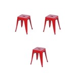 Ficha técnica e caractérísticas do produto Kit 3 Banquetas Tolix 45cm Vermelho - Lucyhome