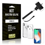Ficha técnica e caractérísticas do produto Kit Bastão de Selfie Apple IPhone XS Bastão + Capa + Película de Vidro - Armyshield