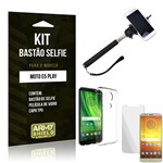 Ficha técnica e caractérísticas do produto Kit Bastão Selfie Moto E5 Play Bastão + Película + Capa - Armyshield