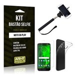 Ficha técnica e caractérísticas do produto Kit Bastão Selfie Moto G6 Play Bastão + Película + Capa - Armyshield