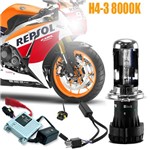 Ficha técnica e caractérísticas do produto Kit Bi Xenon Moto 12v 35w H4-3 8000k