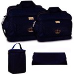 Kit Bolsa Bebê Azul Marinho Trocador Porta Mamadeira CTP109