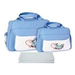 Ficha técnica e caractérísticas do produto Kit Bolsa Bebê Maternidade Azul Claro 10ol07 com Trocador Tr