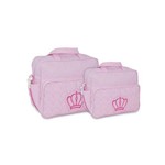 Ficha técnica e caractérísticas do produto Kit Bolsa Maternidade Bebe Menina Rosa Luxo Coroa M e G