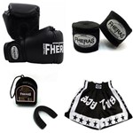 Ficha técnica e caractérísticas do produto Kit Boxe Muay Thai - Preto Fheras Tradicional