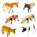 Kit C/ 6 Miniaturas Coleção Animais da Fazenda em Borracha