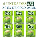 Ficha técnica e caractérísticas do produto Kit C/ 6 Unidades - Agua de Coco 200ml Mais Coco