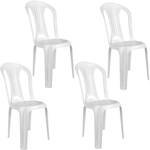 Ficha técnica e caractérísticas do produto Kit Cadeira Bistro em Plastico Suporta Ate 182 Kg Branca 4 Unidades