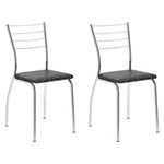 Ficha técnica e caractérísticas do produto Kit 2 Cadeiras 1700 Cromado/Fantasia Preto - Carraro