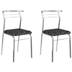 Ficha técnica e caractérísticas do produto Kit 2 Cadeiras 1708 Cromado/Fantasia Preto - Carraro