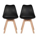 Ficha técnica e caractérísticas do produto Kit 2 Cadeiras Charles Eames Almofadada Preta