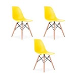 Kit 3 Cadeiras Charles Eames Eiffel Amarelas