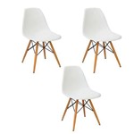 Kit 3 Cadeiras Charles Eames Eiffel Brancas
