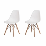 Ficha técnica e caractérísticas do produto Kit 2 Cadeiras Charles Eames Eiffel Branco Base Madeira