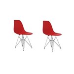 Ficha técnica e caractérísticas do produto Kit 2 Cadeiras Eiffel Base Cromada Sem Braço - Vermelho