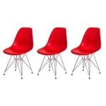 Ficha técnica e caractérísticas do produto Kit 3 Cadeiras Eiffel Eames Vermelha Base Cromada