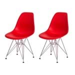 Ficha técnica e caractérísticas do produto Kit 2 Cadeiras Eiffel Eames Vermelha Base Cromada