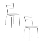 Ficha técnica e caractérísticas do produto Kit 2 Cadeiras em Aço com Assento Estofado 1700 Carraro - Branca/Cromado