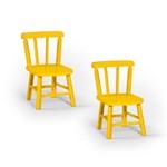 Ficha técnica e caractérísticas do produto Kit 2 Cadeiras Infantis Torneadas em Madeira Uva Japão/ Tauari com Acabamento em Verniz - Amarelo