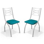 Ficha técnica e caractérísticas do produto Kit - Cadeiras Itália Cromada Veludo Kappesberg - Azul