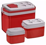 Ficha técnica e caractérísticas do produto Kit 3 Caixa Térmica 32, 12, 5 L Vermelho Cooler - Soprano