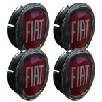 Ficha técnica e caractérísticas do produto Kit Calotinha Centro de Roda Fiat Punto 49mm Logo Vermelho