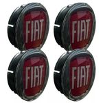 Ficha técnica e caractérísticas do produto Kit Calotinha Centro De Roda Fiat Punto 49mm Logo Vermelho