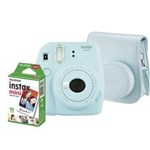Ficha técnica e caractérísticas do produto Kit Câmera Instantânea Fujifilm Instax Mini 9 Azul Aqua com Bolsa e Filme Instantâneo para 10 Fotos