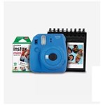 Ficha técnica e caractérísticas do produto Kit Câmera Instantânea Instax Mini 9 Fujifilm com Porta Fotos e Filme 10 Poses - Azul Cobalto