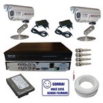 Ficha técnica e caractérísticas do produto Kit 2 Câmeras de Segurança Infravermelho + Dvr 4 Canais + HD + Cabo + Acessórios