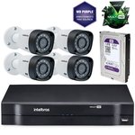 Ficha técnica e caractérísticas do produto Kit Câmeras de segurança Intelbras MultiHD Dvr 8c + 4 câmeras 1010B G3 + HD Western Purple 1Tb