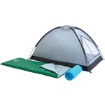 Kit Camping Campak: Barraca de Camping 2 Pessoas + 2 Sacos de Dormir 180x75cm + 2 Colchonetes 190x50x0,6cm - Pavillo