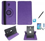 Ficha técnica e caractérísticas do produto Kit Capa Case Galaxy Tab a 8.0´ 2017 - T385 Giratória 360 / Can Touch + Pel Vidro (Roxo)