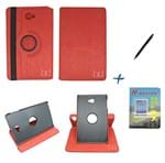 Ficha técnica e caractérísticas do produto Kit Capa Case Galaxy Tab a Note - 10.1´ P580/P585 Giratória/Caneta Touch + Película de Vidro (Vermelho)